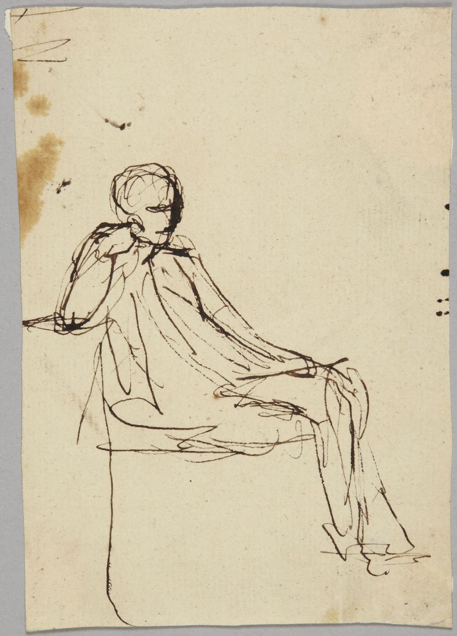 Sedící mužská postava, portrétní studie od George Romney