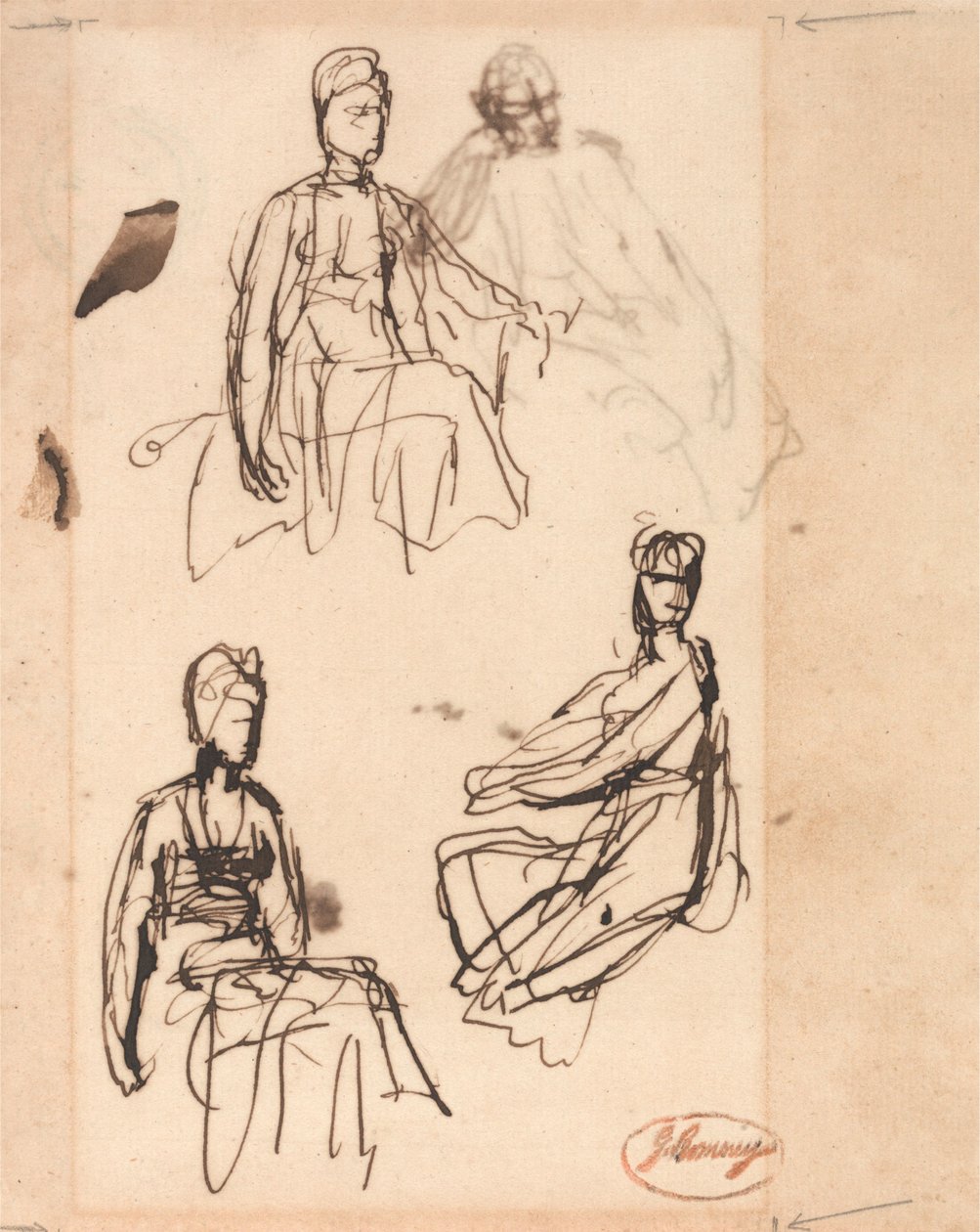 Sedící žena: Tři studie od George Romney