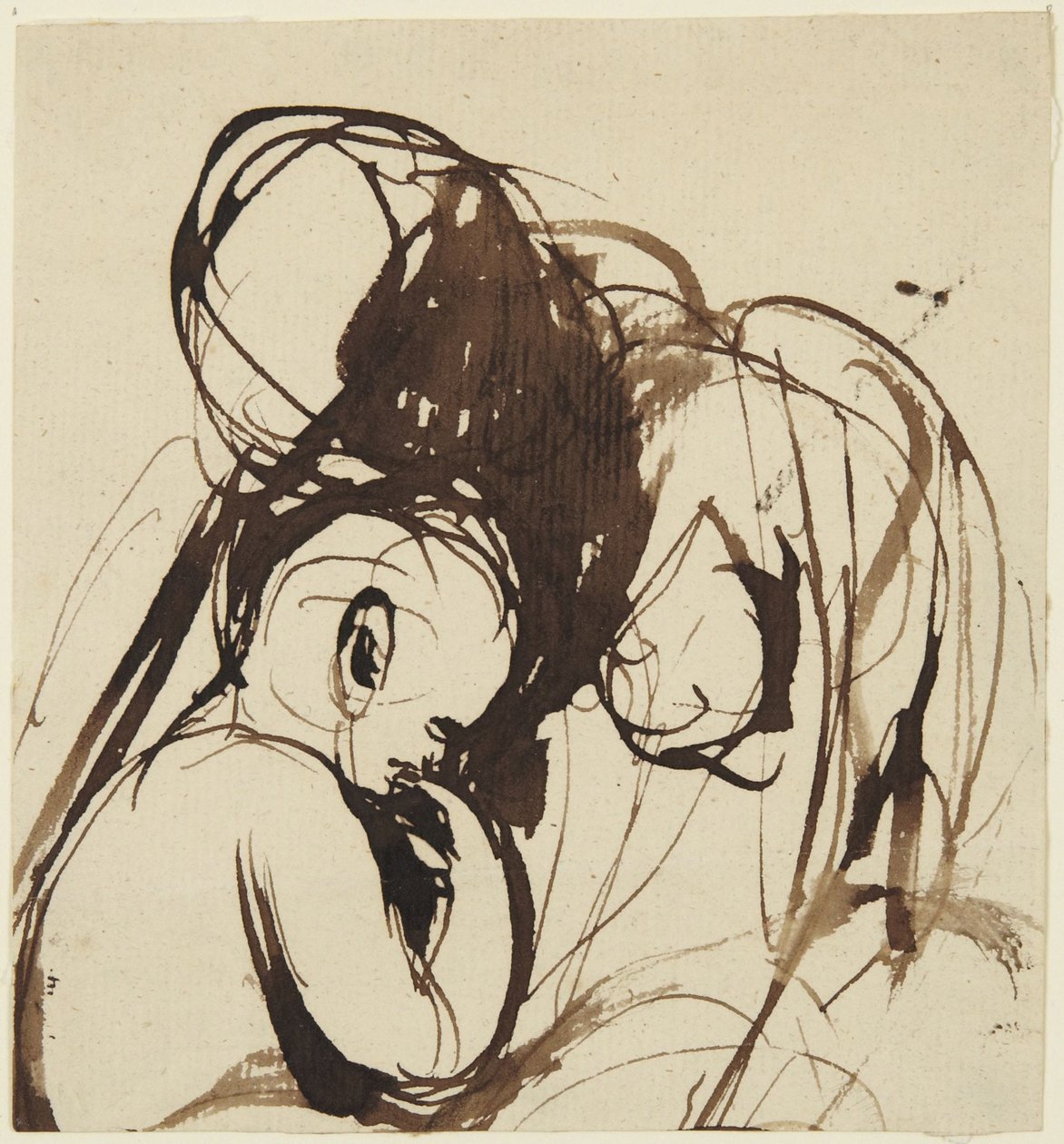 Sedící žena s dítětem od George Romney