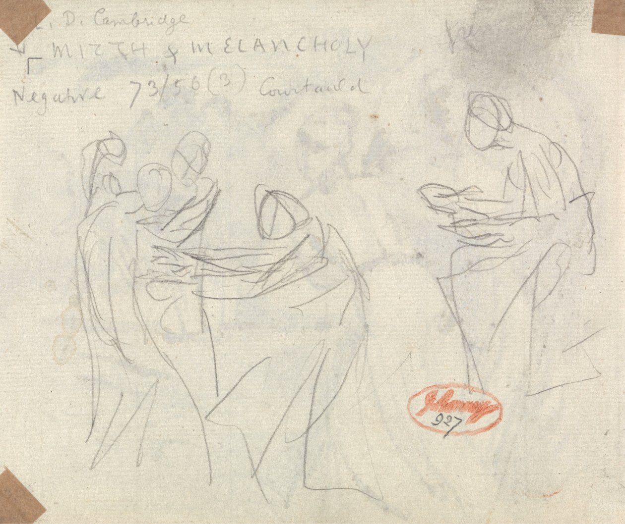 Skica pro čarodějnice a mladíky v jeskyni od George Romney