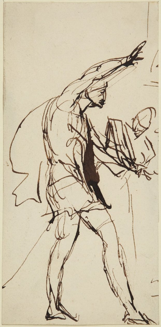Náčrt postavy Macbetha ve scéně s hostinou z dramatu Macbeth od George Romney