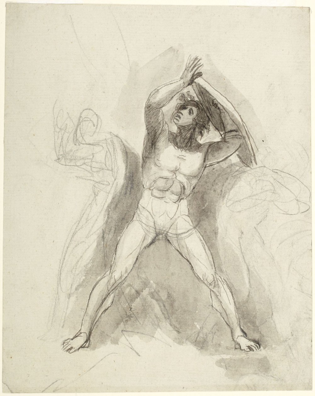 Stojící mužský akt se štítem od George Romney