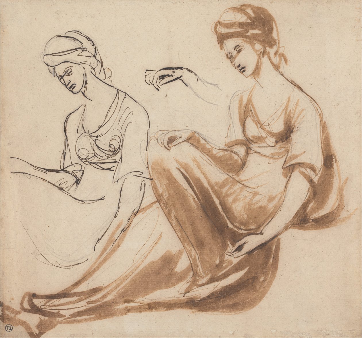 Studie sedící ženy od George Romney