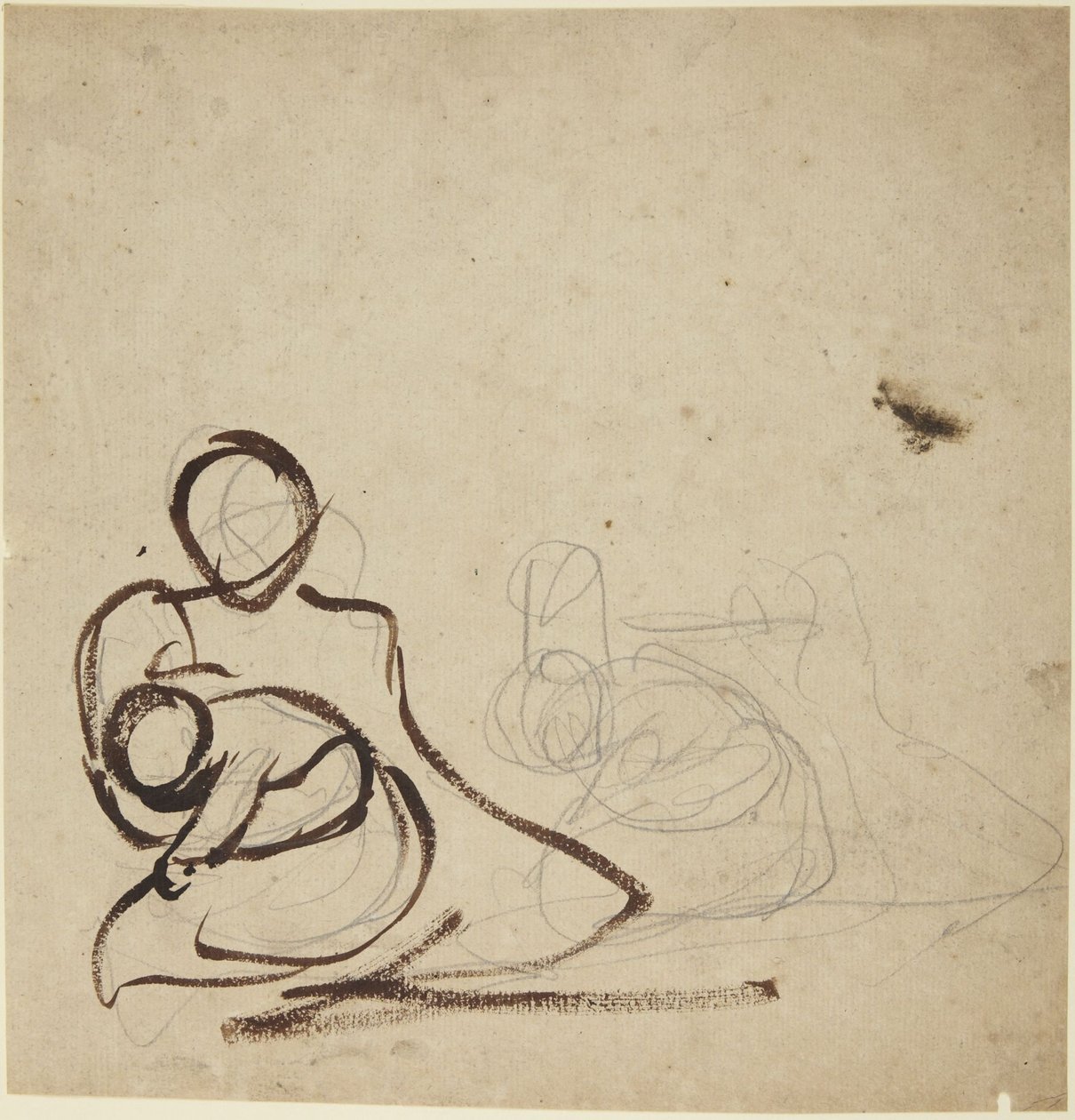 Studie ženy sedící s dítětem v náručí od George Romney