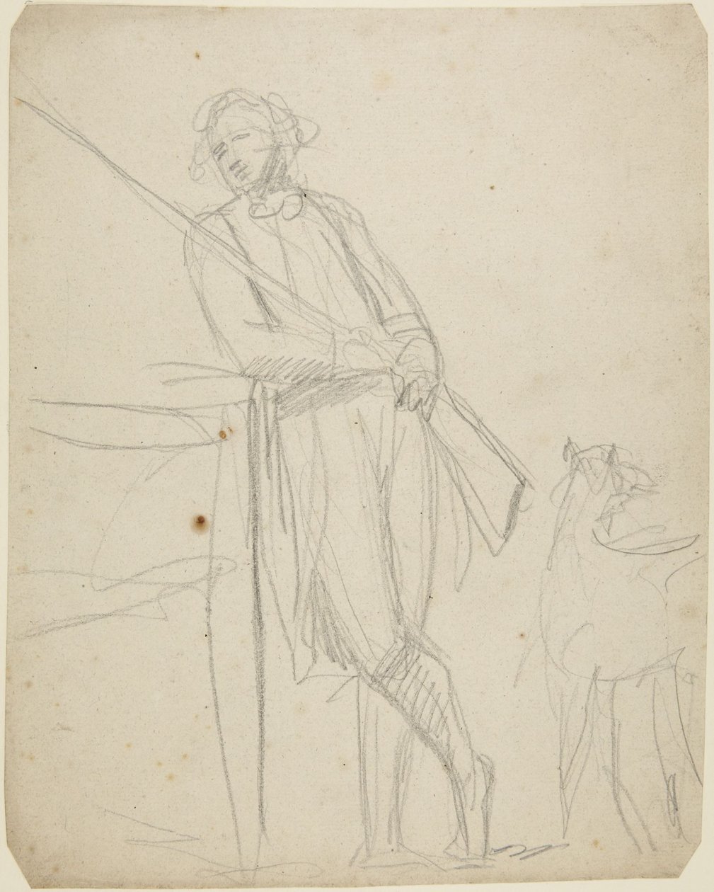 Studie k celopostavovému portrétu muže držícího zbraň od George Romney