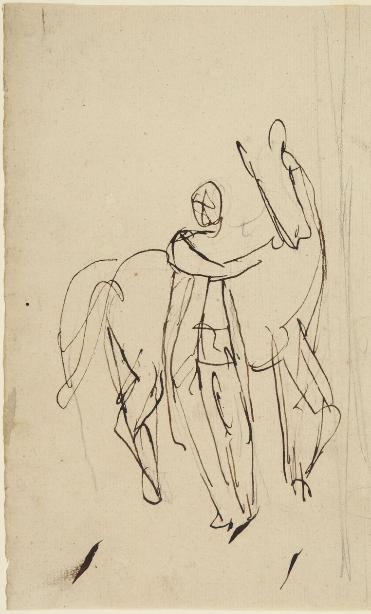Studie k portrétu muže stojícího s koněm od George Romney
