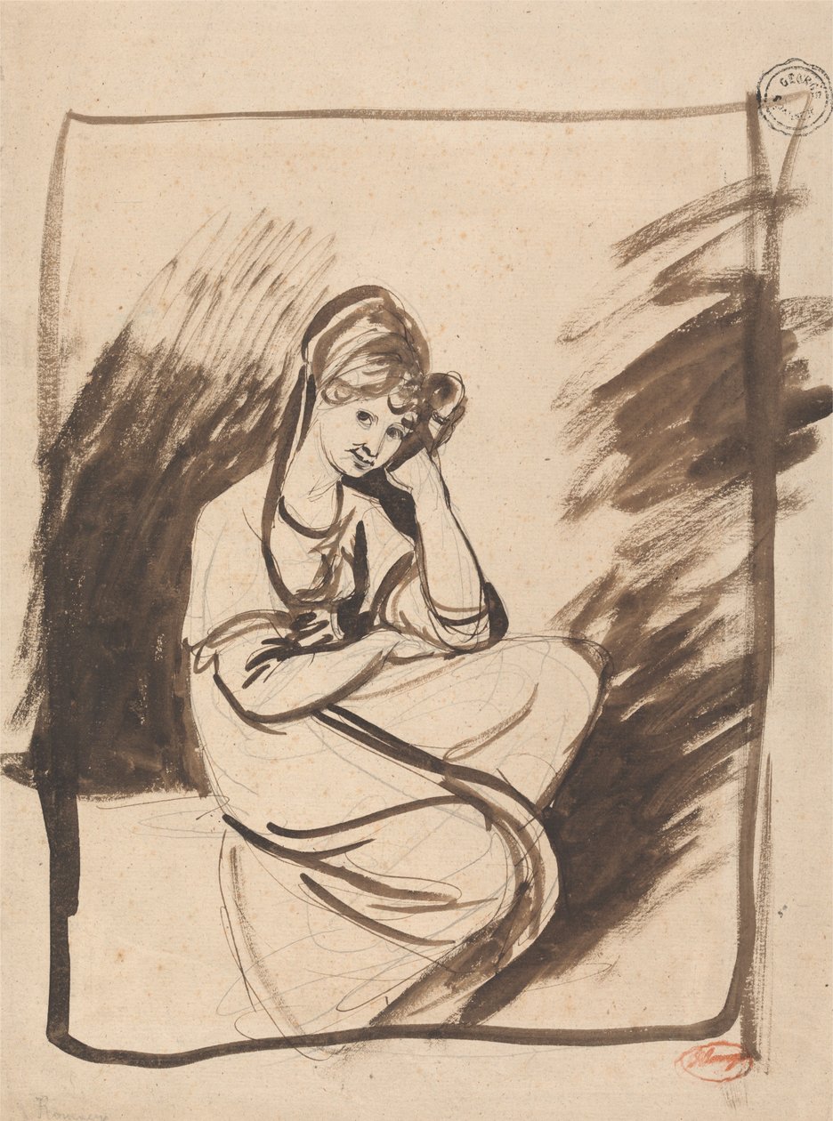 Studie k portrétu dámy, pravděpodobně Elizabeth, hraběnky z Derby od George Romney