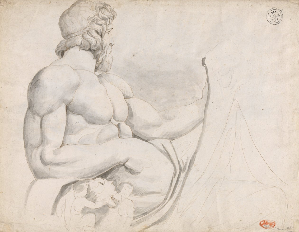 Studie sochy boha řeky Tibery od George Romney