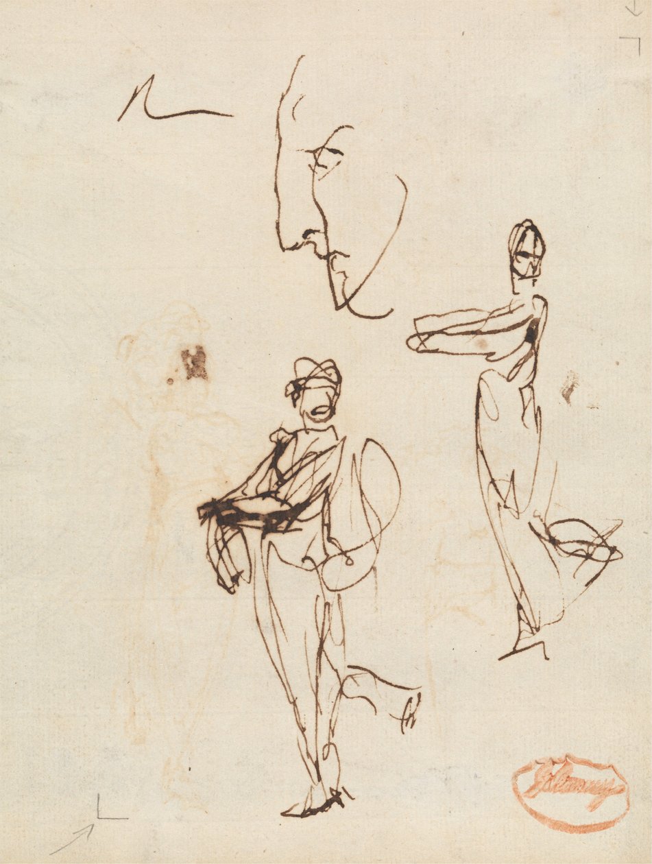 Studie dvou postav a tváře od George Romney