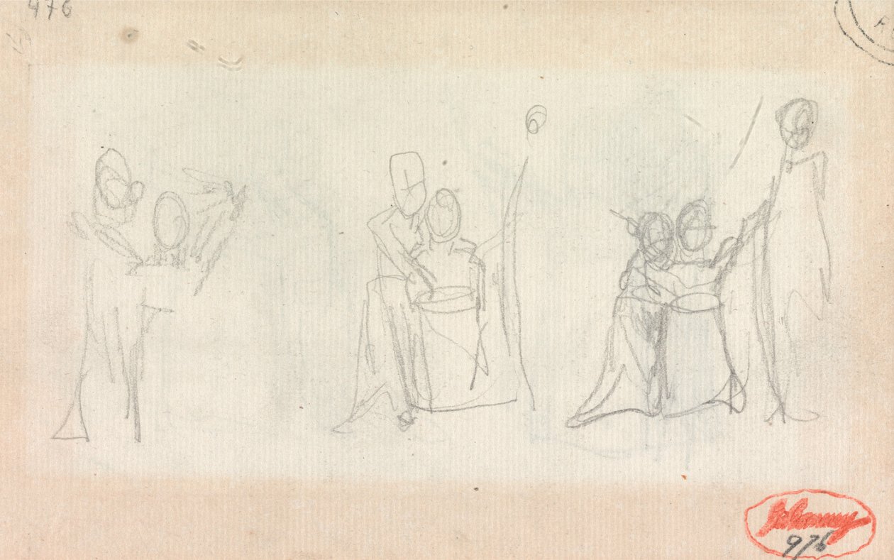 Tři studie k portrétu ženy se dvěma dětmi od George Romney