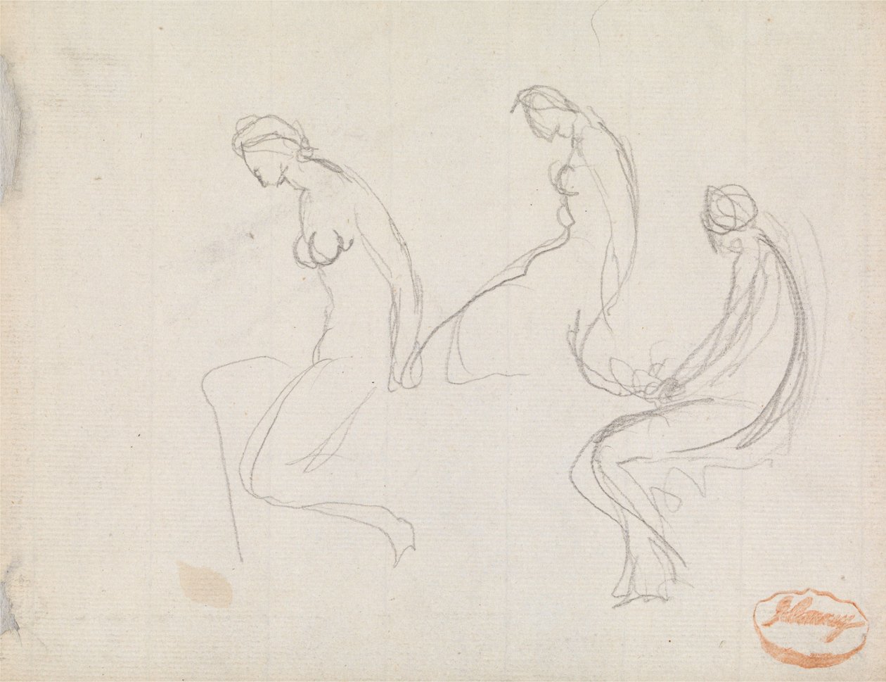 Tři studie sedící ženy od George Romney