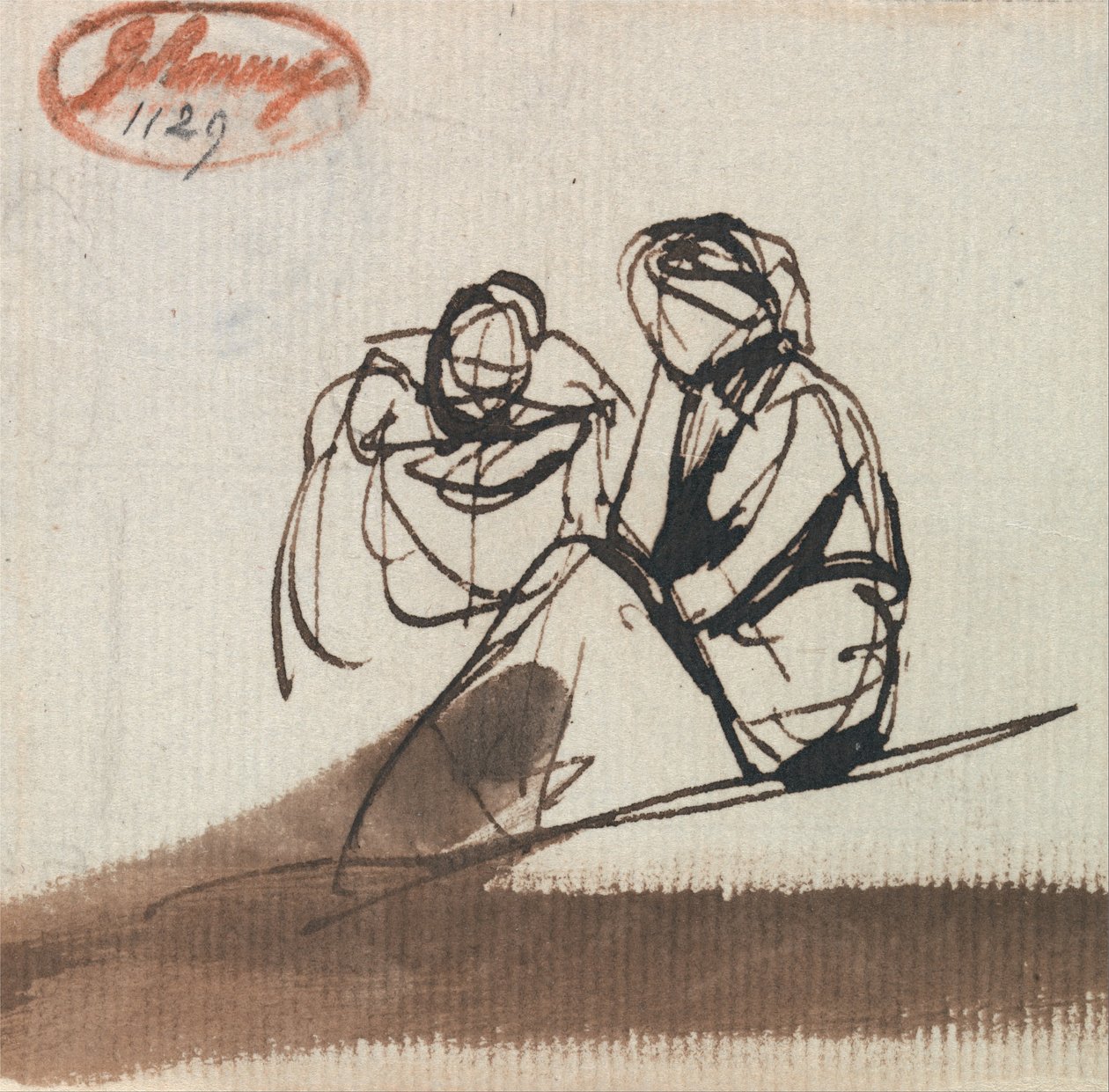 Dvě sedící postavy od George Romney