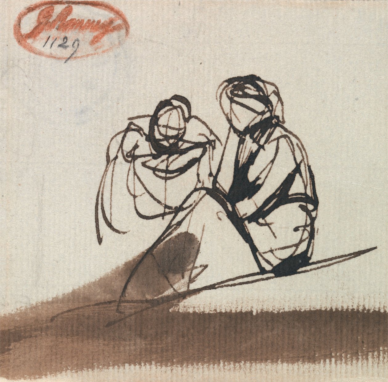 Dvě sedící postavy od George Romney