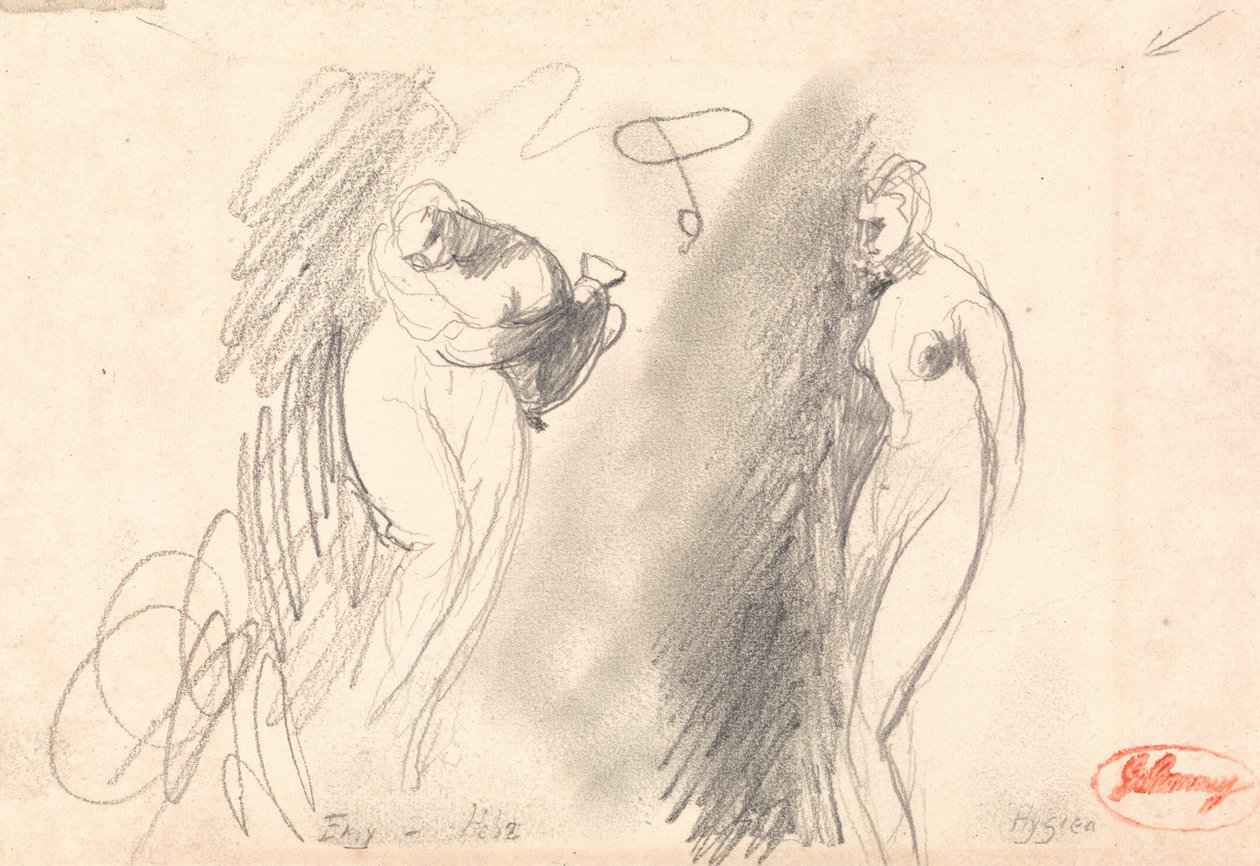 Dvě skici ženského aktu od George Romney