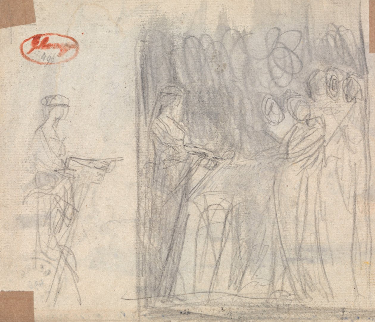 Dvě studie k dílu „Iniciace venkovské nymfy“ od George Romney
