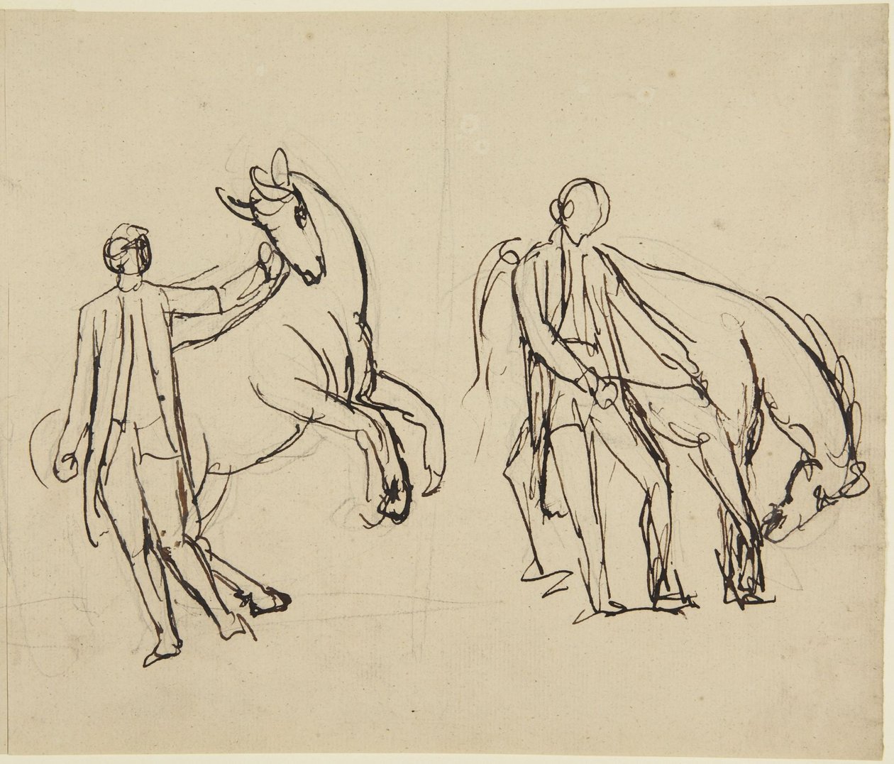 Dvě studie k portrétu muže s koněm od George Romney