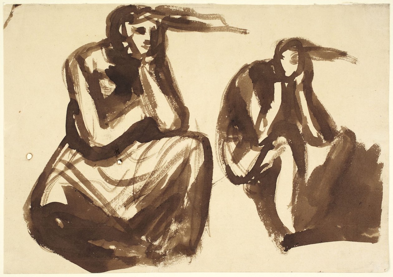Dvě studie zachycující Medeu, jak uvažuje o vraždě svých dětí od George Romney