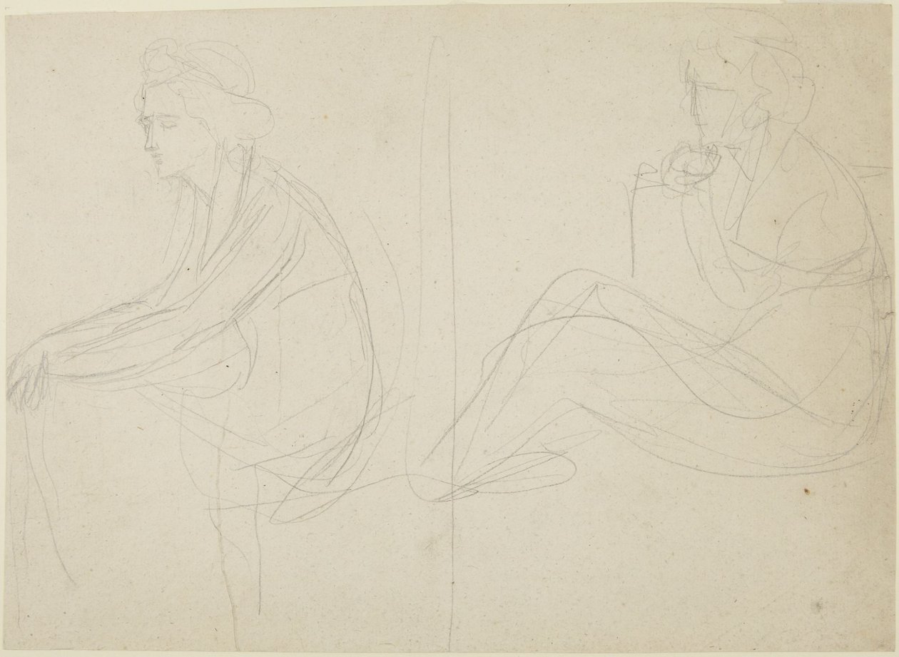 Dvě studie ženy v sedě od George Romney