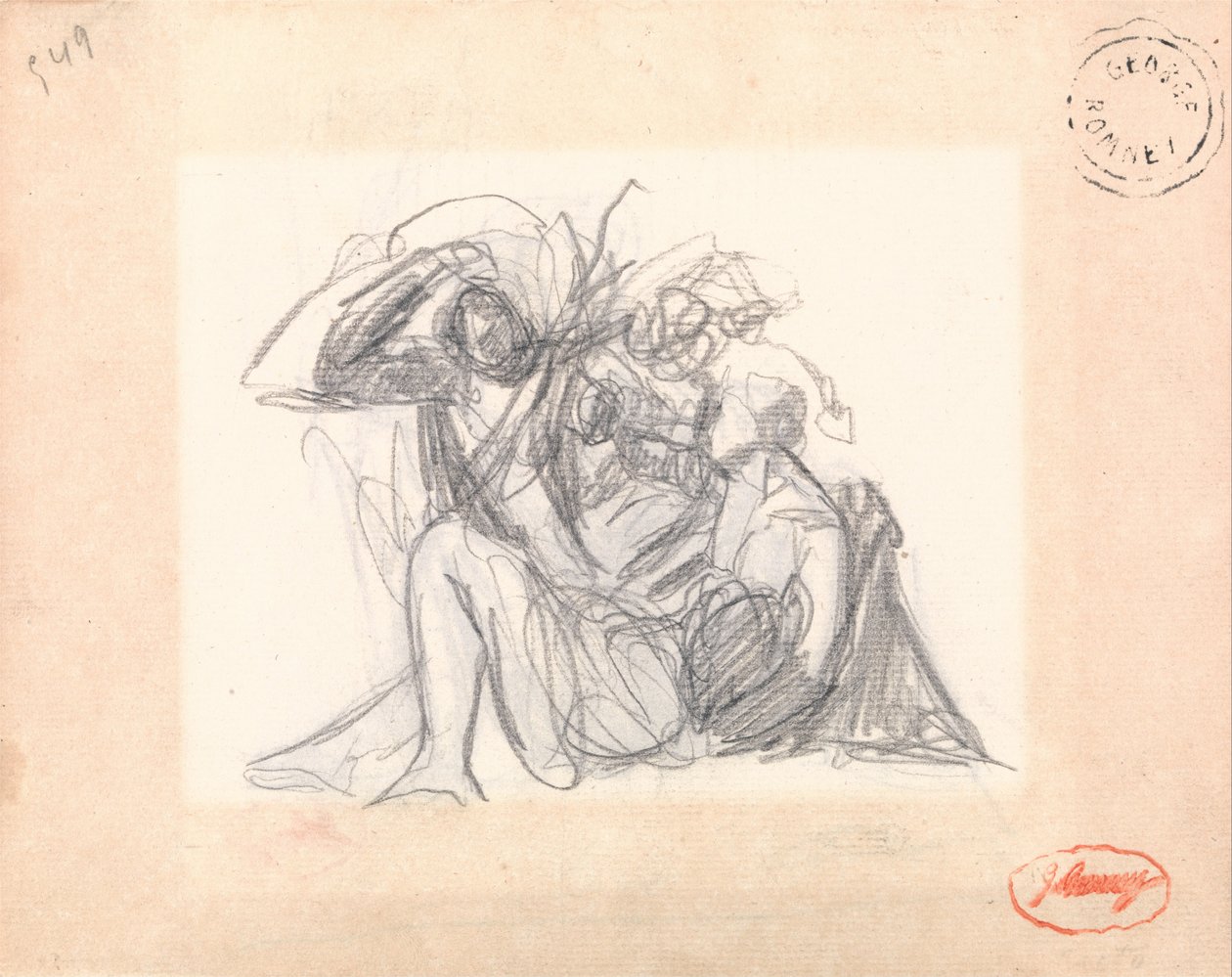 Neznámý subjekt: Ležící žena a další postavy od George Romney