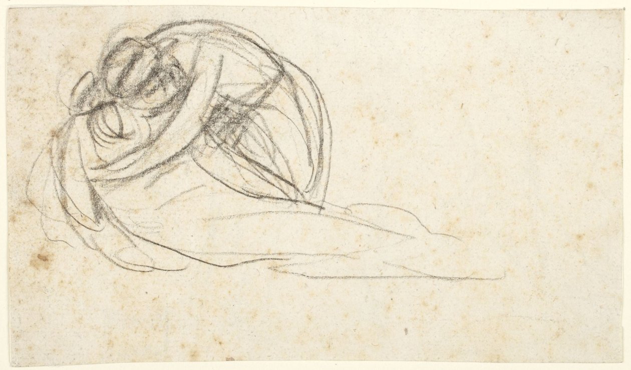 Žena objímající ležící postavu (na zadní straně: spodní polovina dvou stojících postav) od George Romney