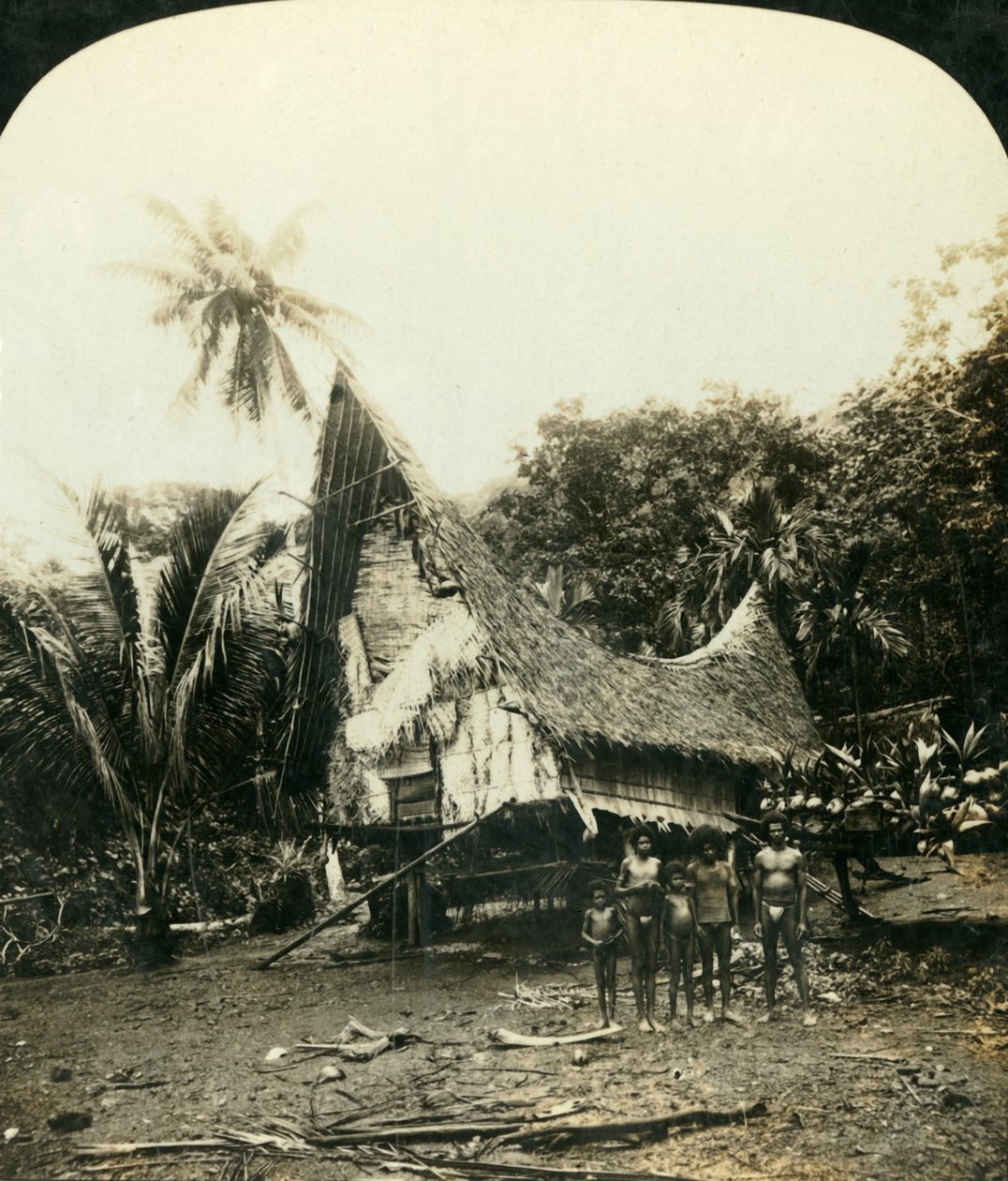 A Native Hut, Sariba, Britská Nová Guinea, c1909. od George Rose