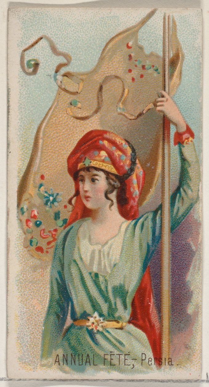 Annual Fête, Persie, ze série Holidays N80 pro cigarety značky Duke, 1890., 1890. od George S. Harris and Sons