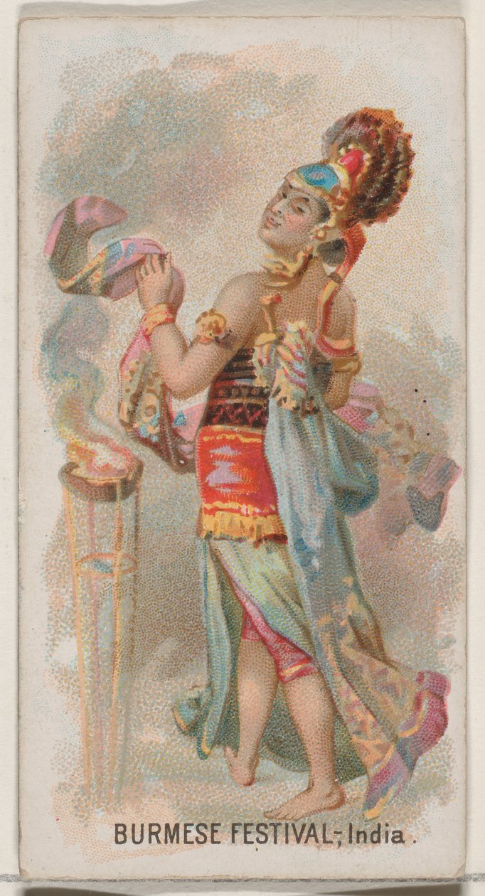 Barmský festival, Indie, ze série Holidays N80 pro cigarety značky Duke, 1890., 1890. od George S. Harris and Sons