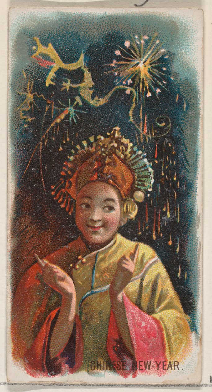 Čínský Nový rok, ze série Holidays N80 pro cigarety značky Duke, 1890., 1890. od George S. Harris and Sons