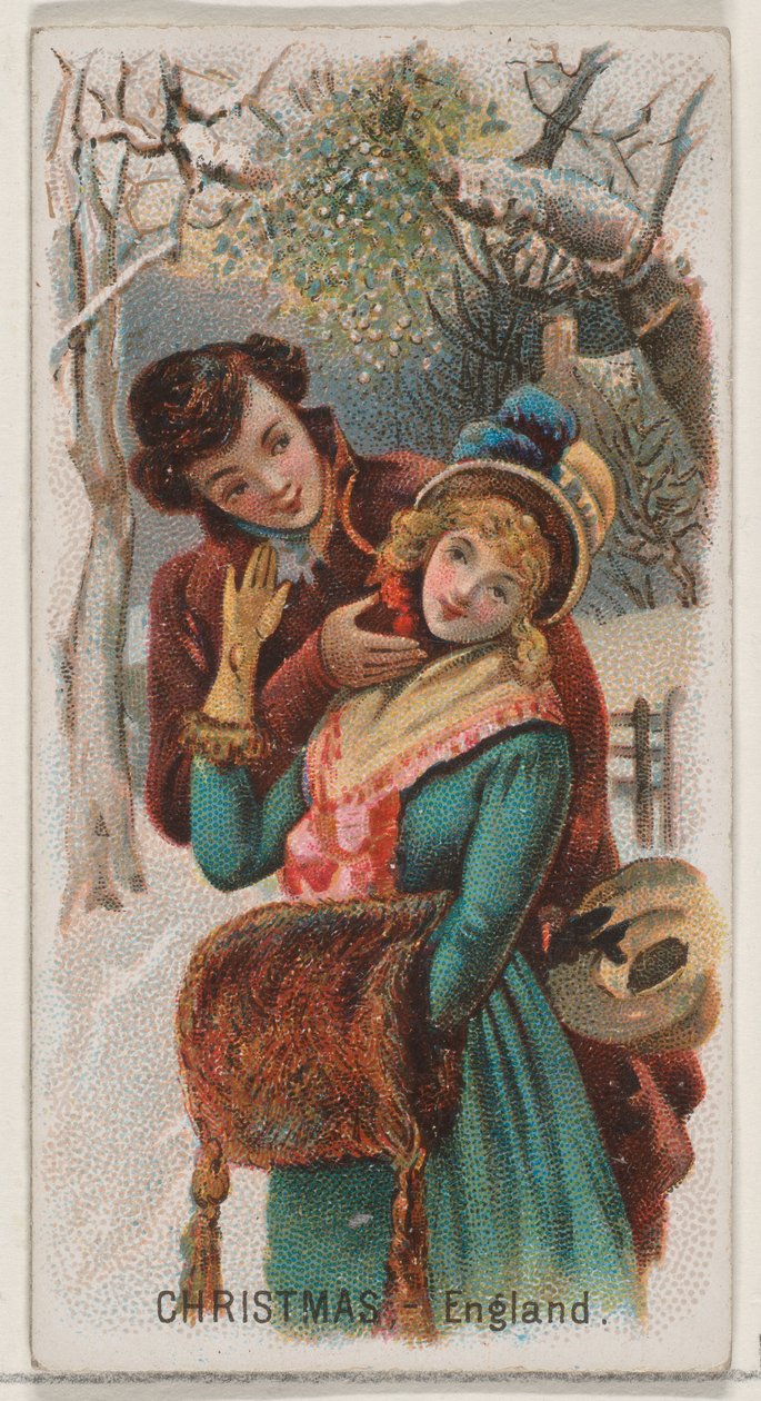 Vánoce, Anglie, ze série Holidays N80 pro cigarety značky Duke, 1890., 1890. od George S. Harris and Sons