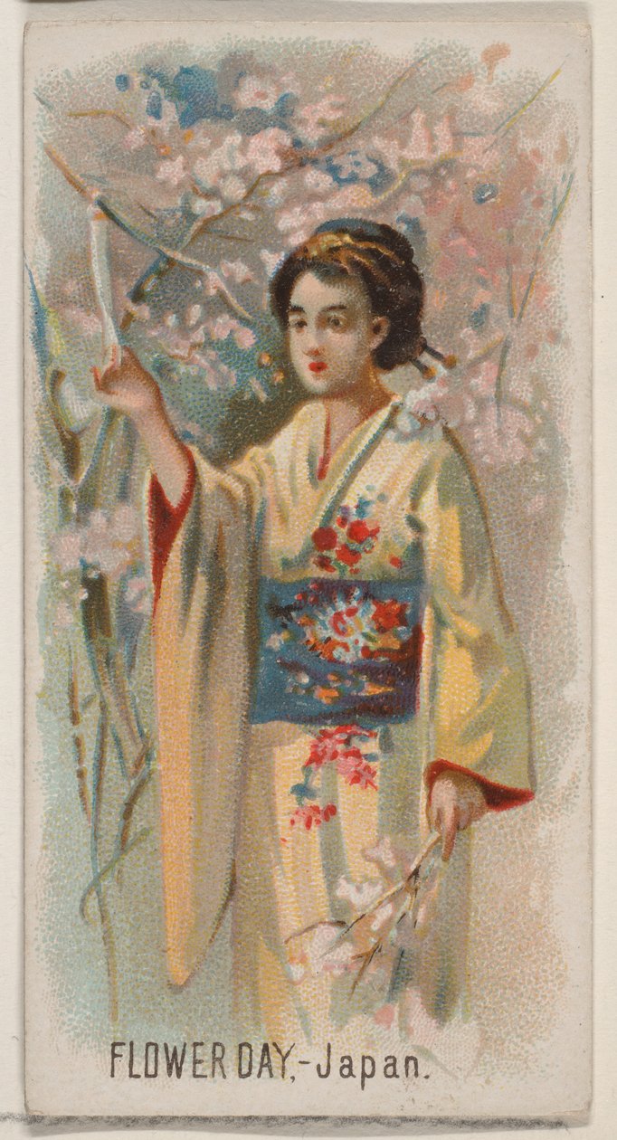 Květinový den, Japonsko, ze série Holidays N80 pro cigarety značky Duke, 1890., 1890. od George S. Harris and Sons