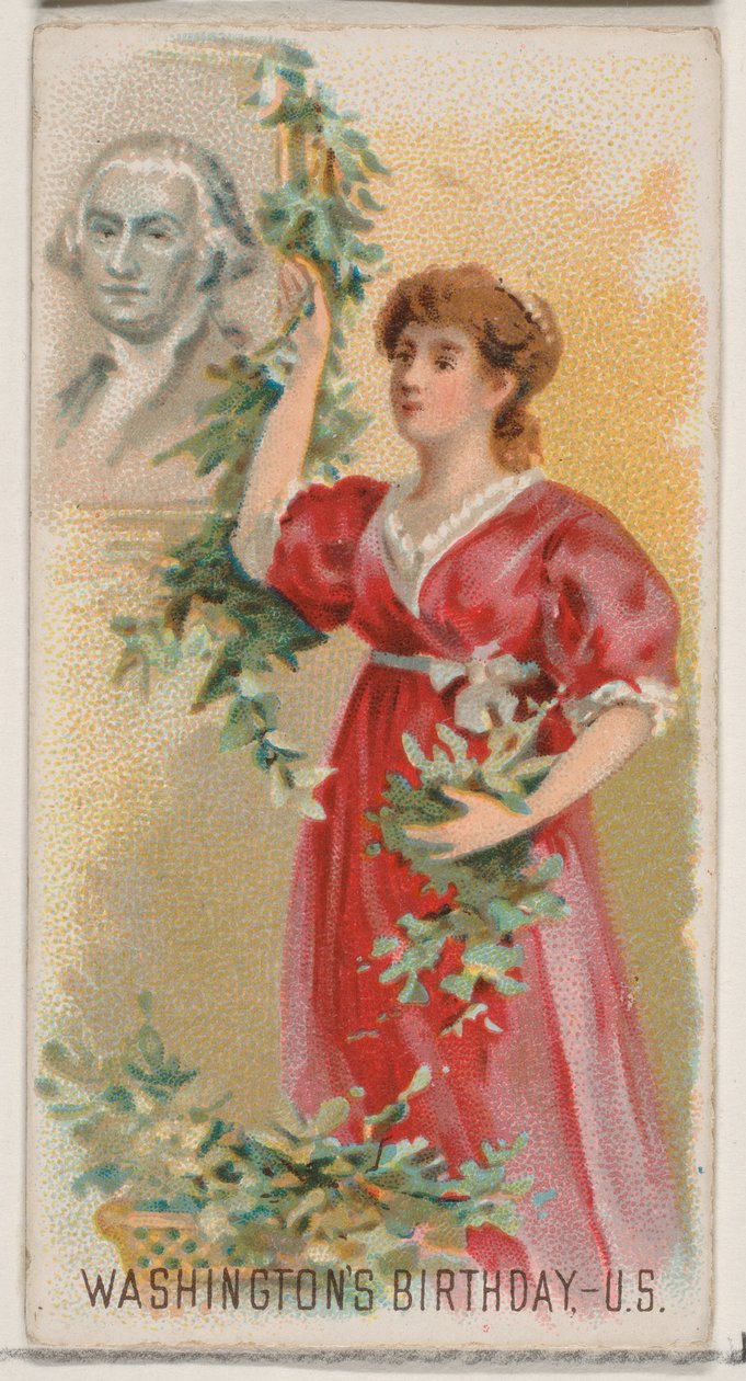 Narozeniny George Washingtona, Spojené státy americké, ze série Holidays N80 pro značku Duke..., 1890. od George S. Harris and Sons