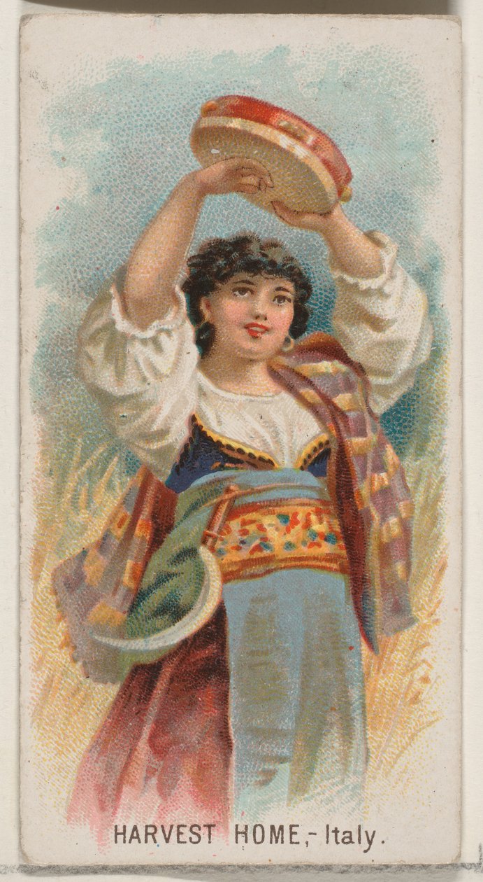 Harvest Home, Itálie, ze série Holidays N80 pro cigarety značky Duke, 1890., 1890. od George S. Harris and Sons