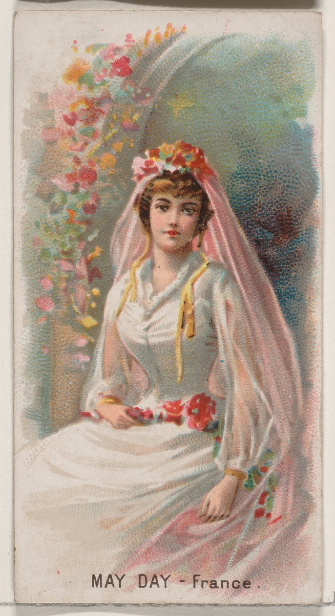 May Day, Francie, ze série Holidays N80 pro cigarety značky Duke, 1890., 1890. od George S. Harris and Sons