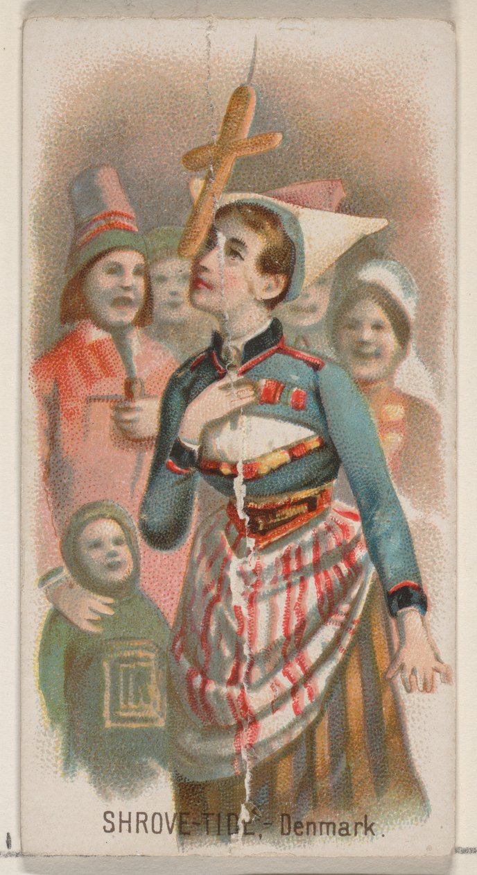 Shrove-Tide, Dánsko, ze série Holidays N80 pro cigarety značky Duke, 1890., 1890. od George S. Harris and Sons