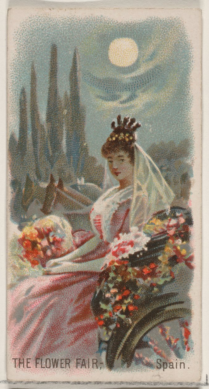 Květinový veletrh, Španělsko, ze série Holidays N80 pro cigarety značky Duke, 1890., 1890. od George S. Harris and Sons