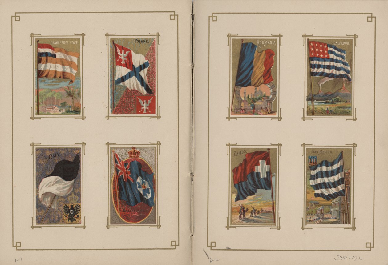 Vlajky všech národů a Spojených států amerických – strany 21 a 22, 1887 od George S. and Sons Harris
