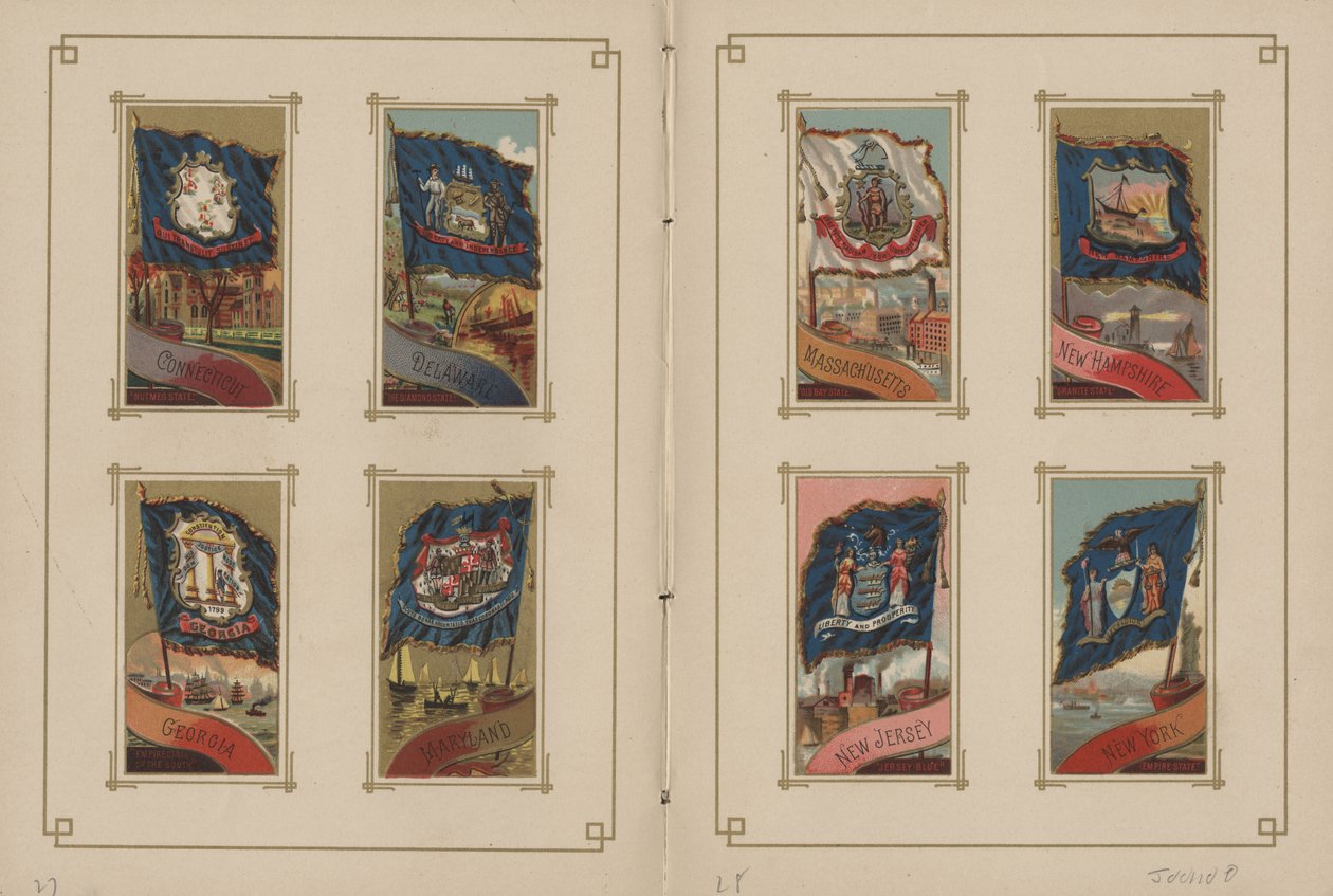 Vlajky všech národů a Spojených států amerických – strany 27 a 28, 1887 od George S. and Sons Harris