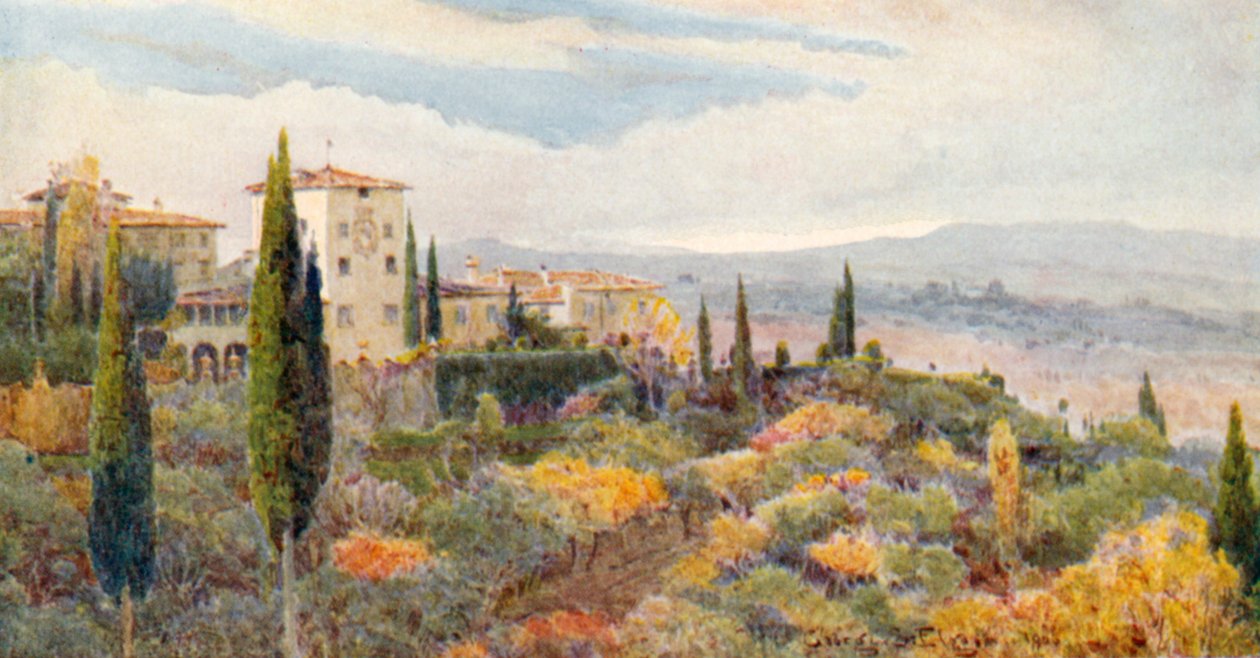 Toskánská vila (barevná litografie) od George Samuel Elgood