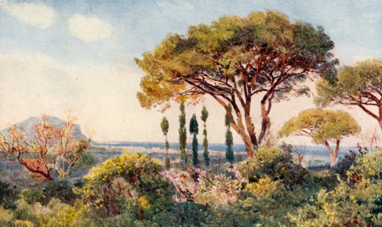 "Mezi horami a mořem" (barevná litografie) od George Samuel Elgood