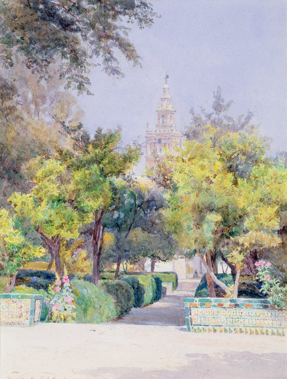 V zahradě Alcazar, Sevilla, 1893 od George Samuel Elgood