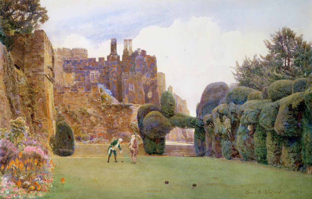 Bowling Green, hrad Berkeley, Gloucestershire od George Samuel Elgood