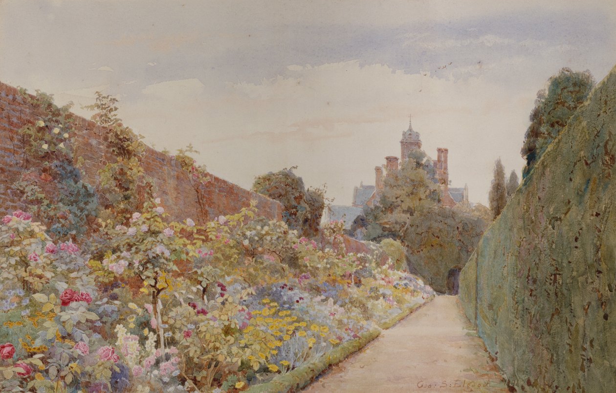 The Rose Walk at Mynthurst, cca 1940 (tužka a akvarel) od George Samuel Elgood