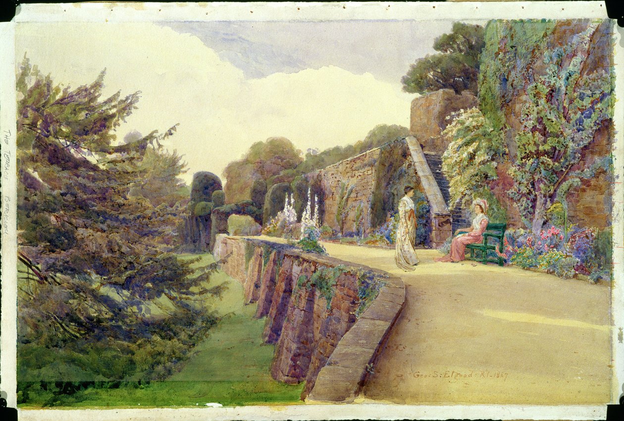 Terasa na zámku Berkeley, Gloucestershire, 1887 od George Samuel Elgood