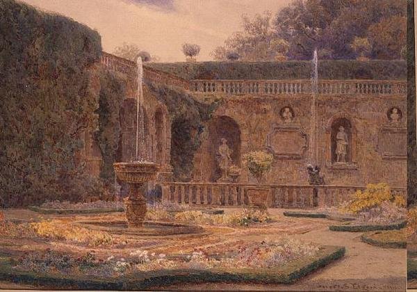 Zahrada u Villa Cicogna Mozzoni od George Samuel Elgood