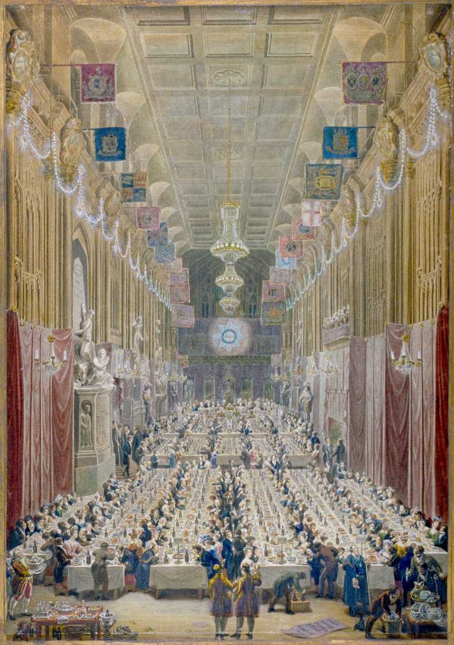 Pohled na večeři lorda starosty v Guildhall, City of London, 1828 od George Scharf
