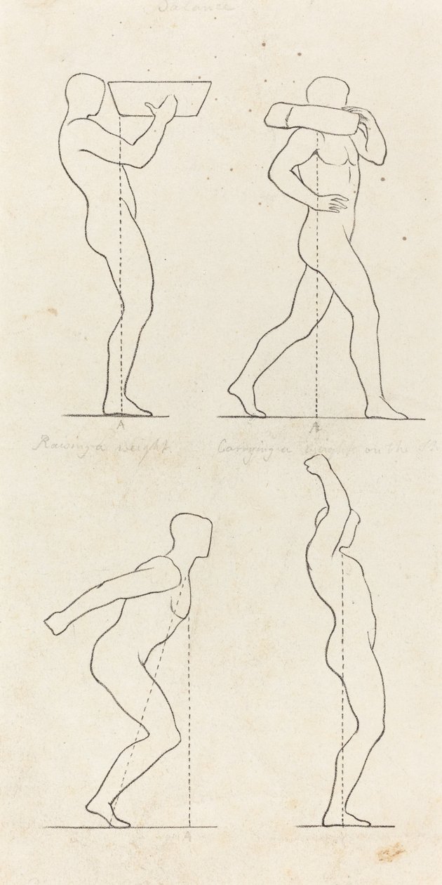 Nesoucí závaží; Příprava na skok a výstup od George Scharf after John Flaxman