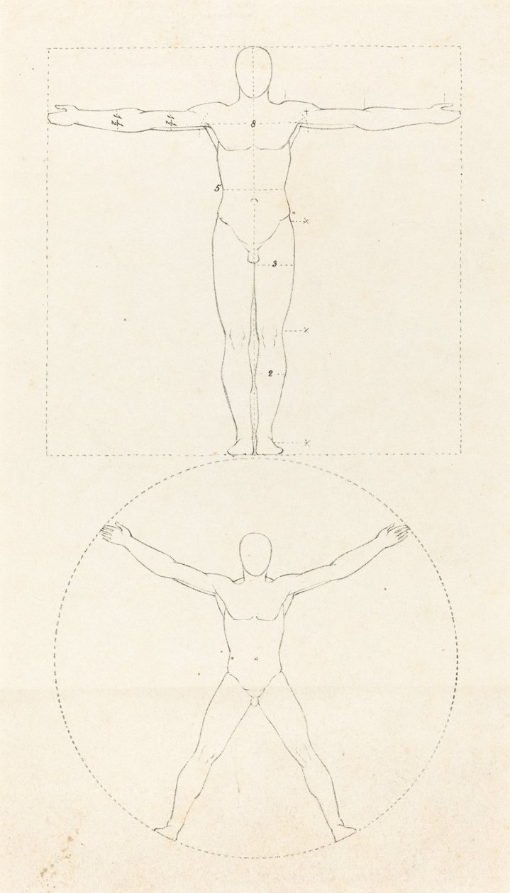 Kruh a čtverec lidské postavy od George Scharf after John Flaxman