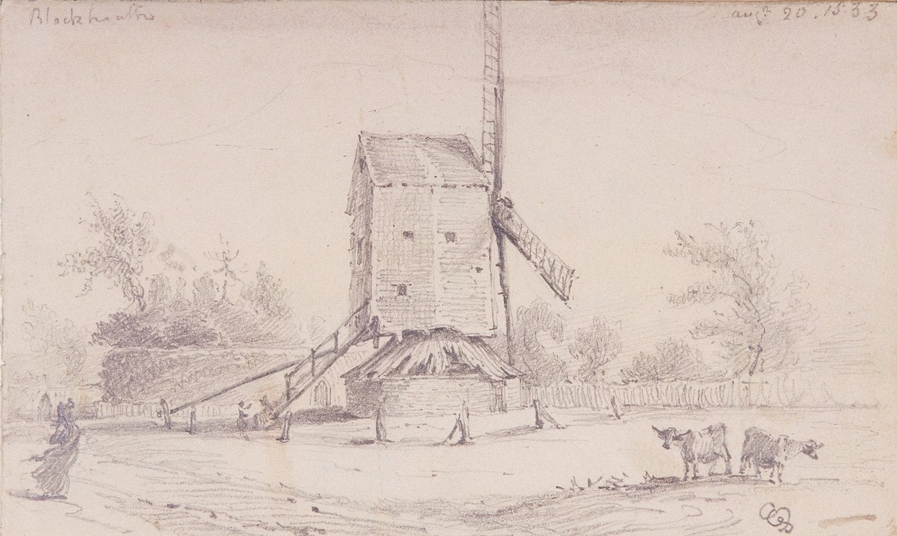 Pohled na větrný mlýn na Blackheath, Greenwich, Londýn, 1833 od George Shepheard