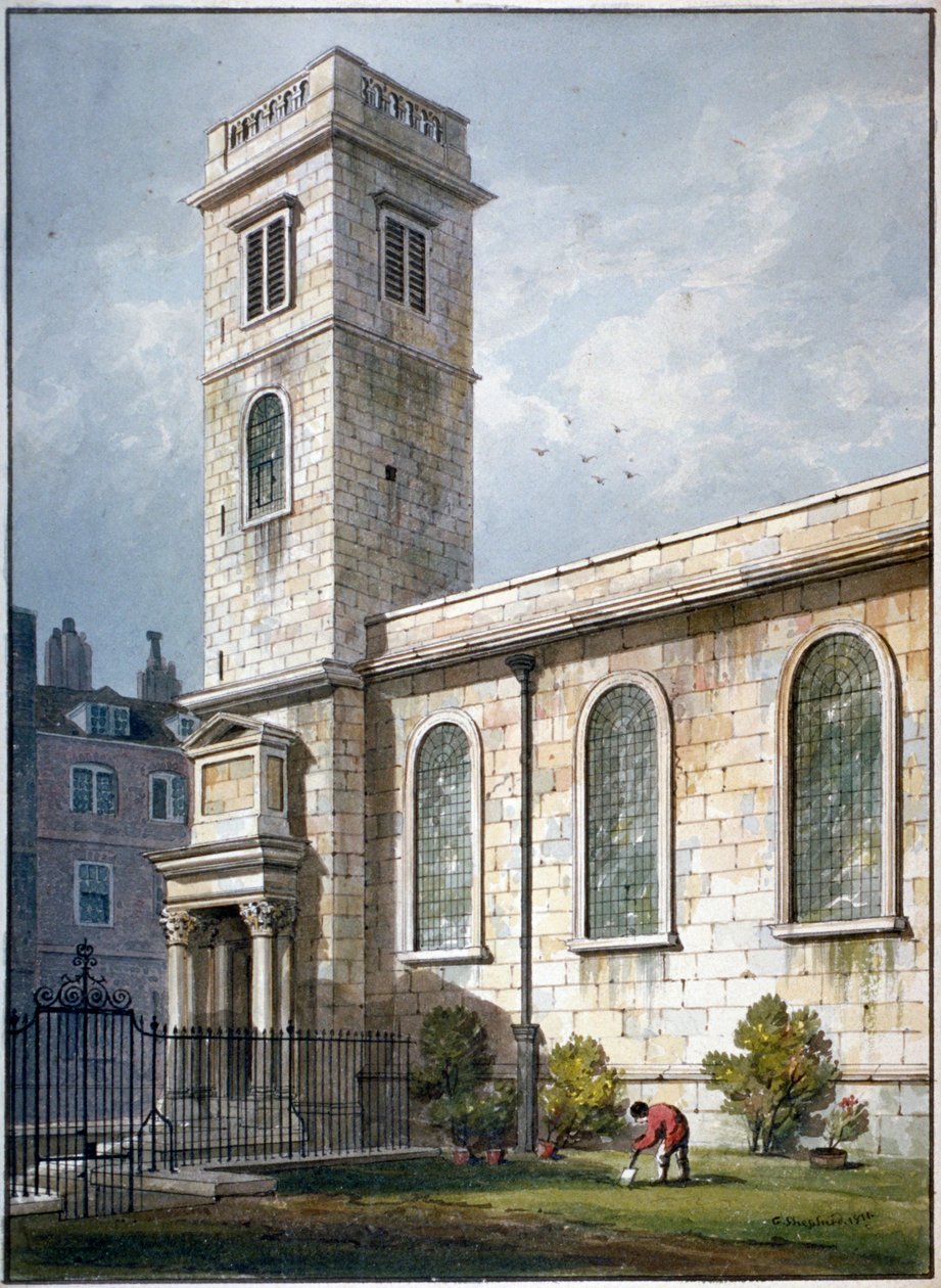 All Hallows Church, Lombard Street, Londýn, 1811 od George Shepherd