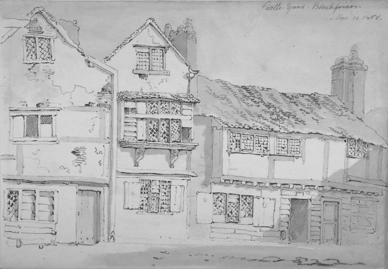 Budovy v Castle Yard, Blackfriars, City of London, 1808 od George Shepherd